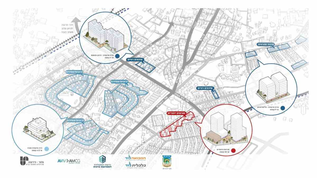 תוכנית בניינית להתחדשות עירונית בלוד.הדמיה מזור פירשט אדריכלים